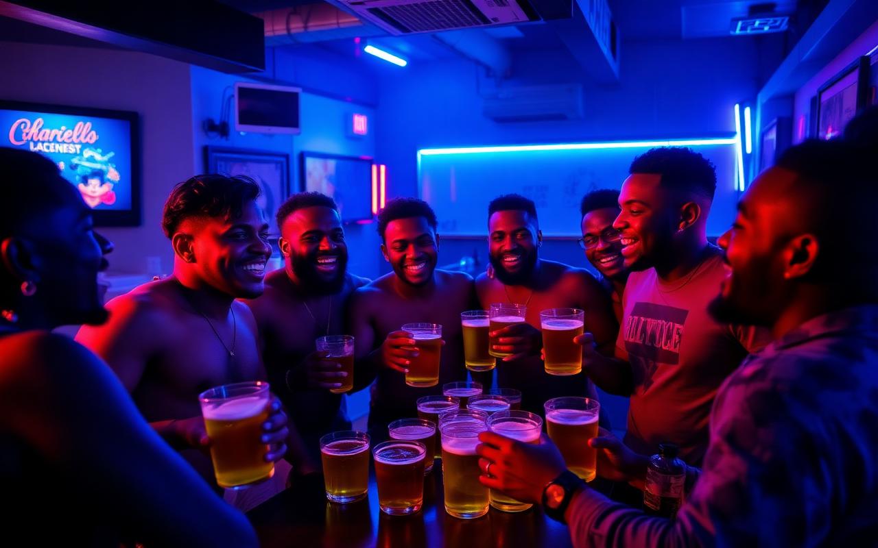 Soirée festive avec beer pong et lumières colorées